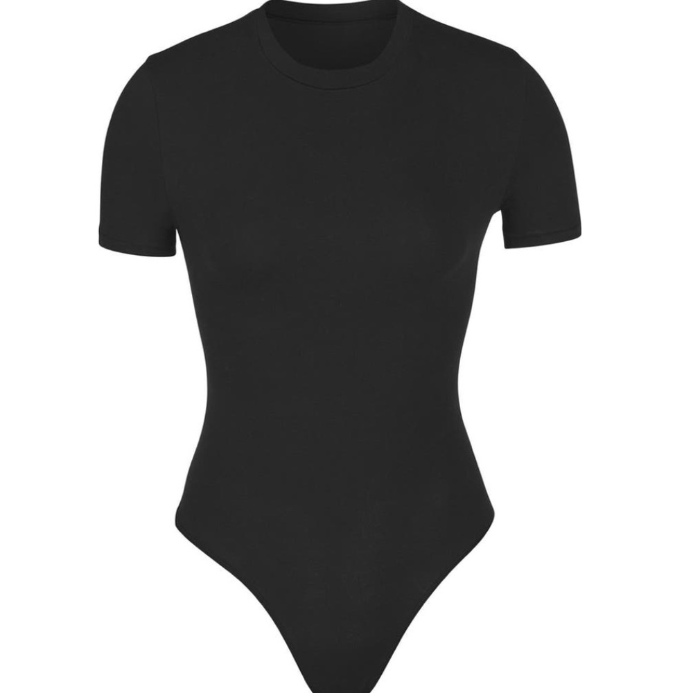 Skims Cotton Jersey Stretch Black Bodysuit - XS